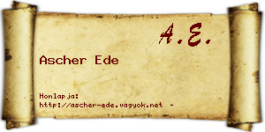 Ascher Ede névjegykártya